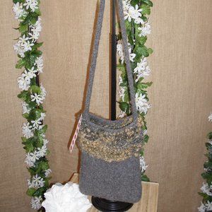 Grey & Gold Felted Wool Bag